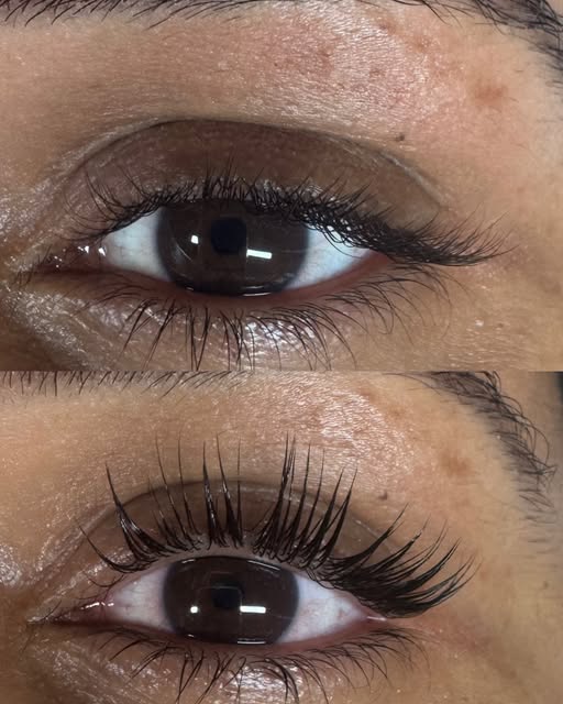 Rehaussement de cils avant / après